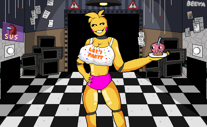 beeya220's tweet photo. Animatronics do get a bit quirky at night...

#FNAF #ToyChica #fnaffanart #pixelart https://t.co/zJPSzedWqs