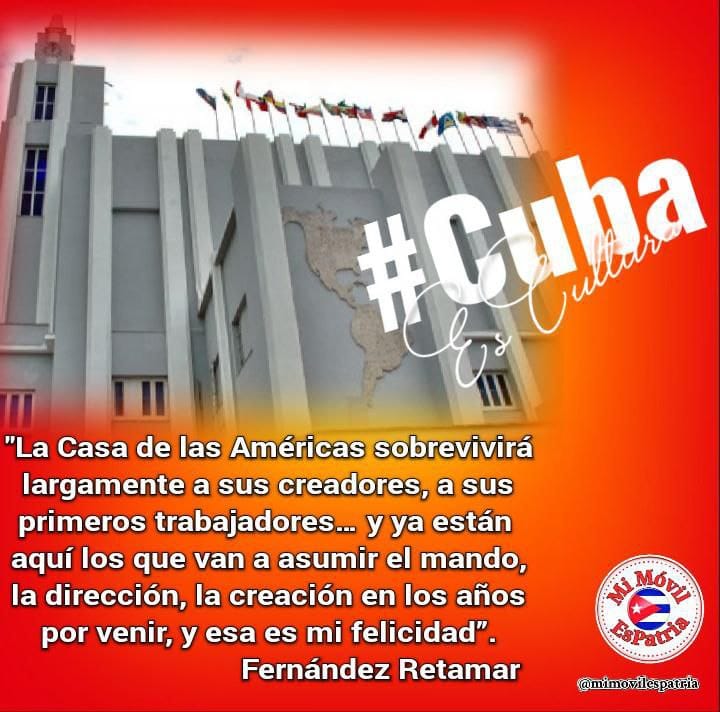 @mimovilespatria @DiazCanelB @CasAmericas @DrRobertoMOjeda @PartidoPCC @UJCdeCuba @FMC_Cuba @cdr_cuba @H_Cubana @AbelPrieto11 @GHNordelo5 Concebida como un espacio de encuentro y diálogo.
Muchas felicidades #Casa65Años 
#CubaEsCultura 
#MiMóvilEsPatria
