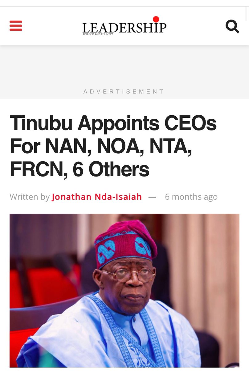 Tinubu sacks DGs of NTA FRCN, VON, others, names replacements and replace with eight new chief executive officers for parastatals and agencies under the Federal Ministry of Information and National Orientation:

SW: 2
SS: 
SE: 2

NW: 1 
NE: 2
NC: 1

(1) National Orientation
