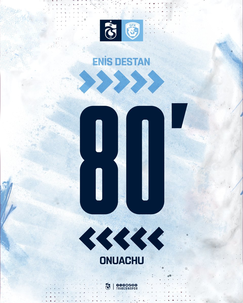 ⏱ 80' Takımımızda oyuncu değişikliği #TSvGFK 🟢 Enis Destan 🔴 Onuachu