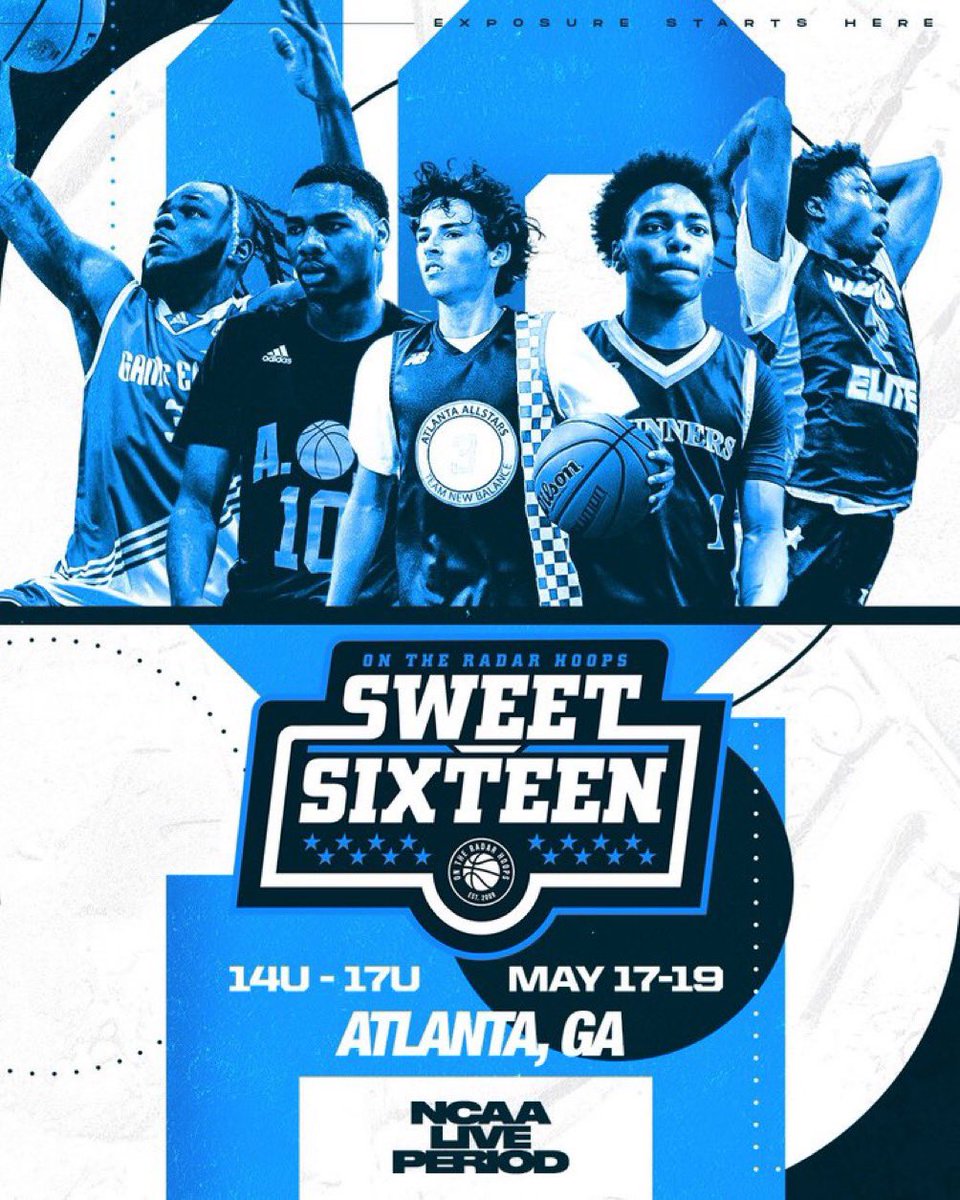 Sweet 16 🗓️: May 17-19 🏢: Atlanta, Georgia ✅ Elite Competition ✅ National Media ✅ Multiple Scouting Service ✅ Tons of post event articles ✅ Live Streamed Games ⬇️: INFO ontheradarhoops.com/sweet-16/