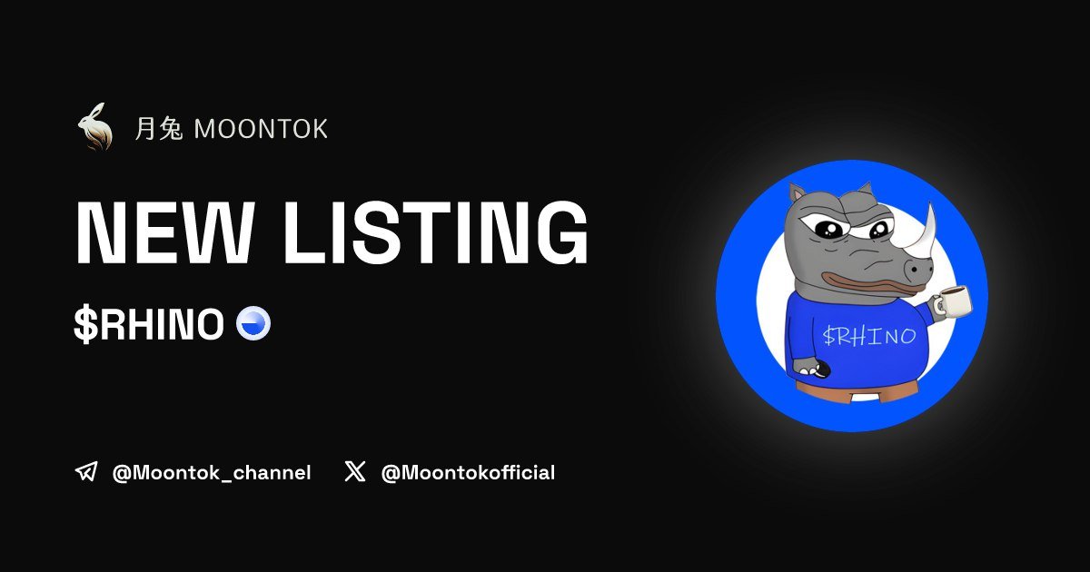 RhinoCoinBase's tweet image. $RHINO is now listed on @MoontokOfficial!

Taking over the world from east to west! 🦏🔵

#base #memecoins $brett $monke $pepe $andy