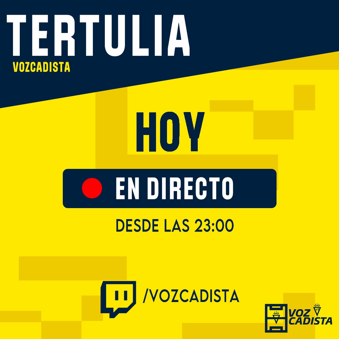 🟣 Hoy es día de 𝙏𝙀𝙍𝙏𝙐𝙇𝙄𝘼 🙌 Nos vemos a las 23:00h para comentar el empate del Cádiz frente al RCD Mallorca 🔗twitch.tv/vozcadista