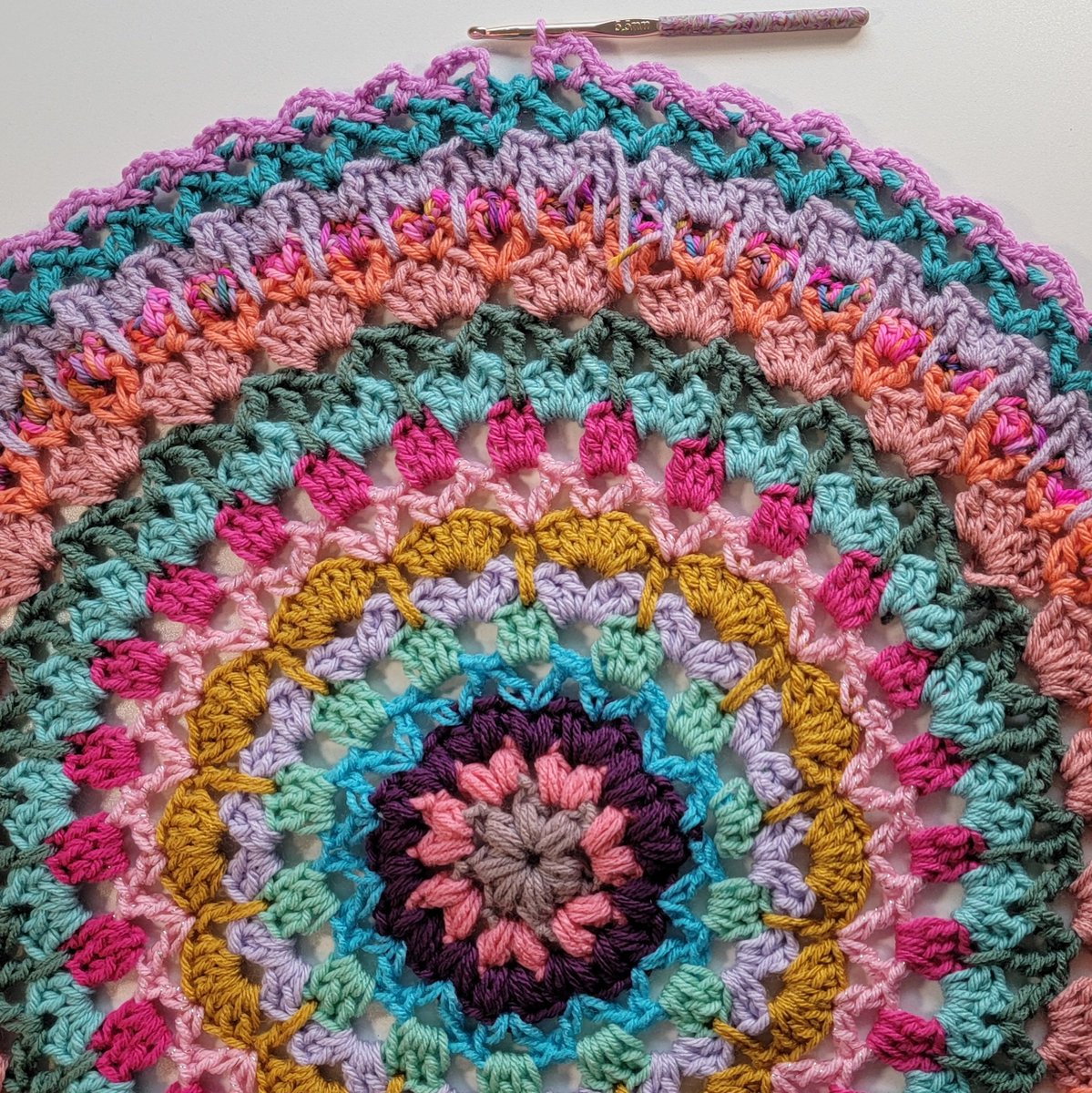 2024 Crochet Mood Blanket! Weeks 17, Row 17! Crafty filled week! 💜✨️👋 #yarn #fiberartist #crocheters #crochet #crocheting #crocheted #crochetersofinstagram #fyptiktok #makers #crochetblanket #crochetcreations #instacrochet #moodblanket #crochetallthethings #crochet365