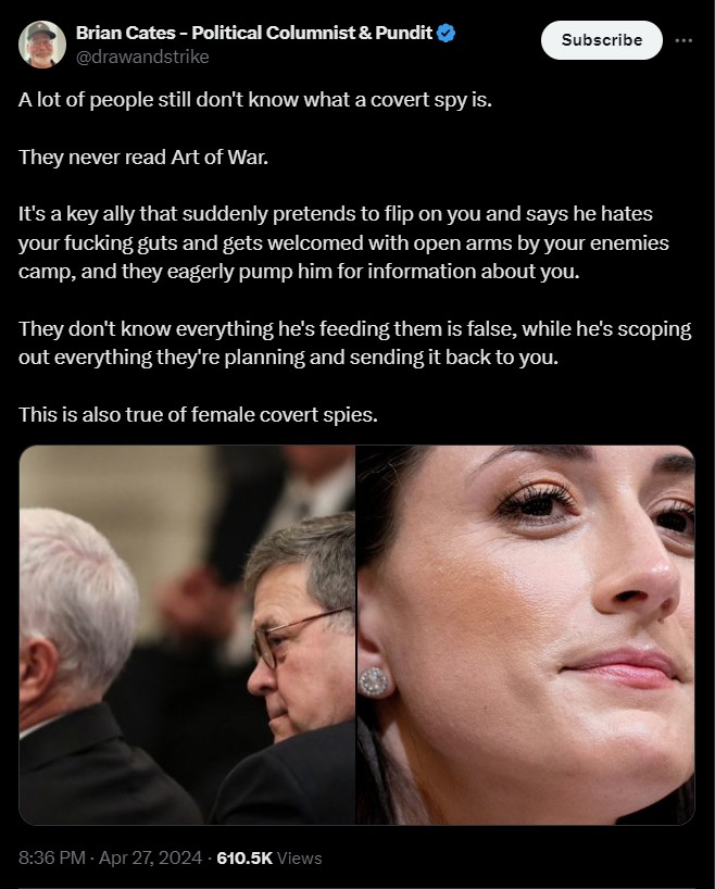 Okay, I'll accept the POSSIBILITY until I see absolute proof...
#spy #spying  #BillBarr #MikePence #CassidyHutchinson