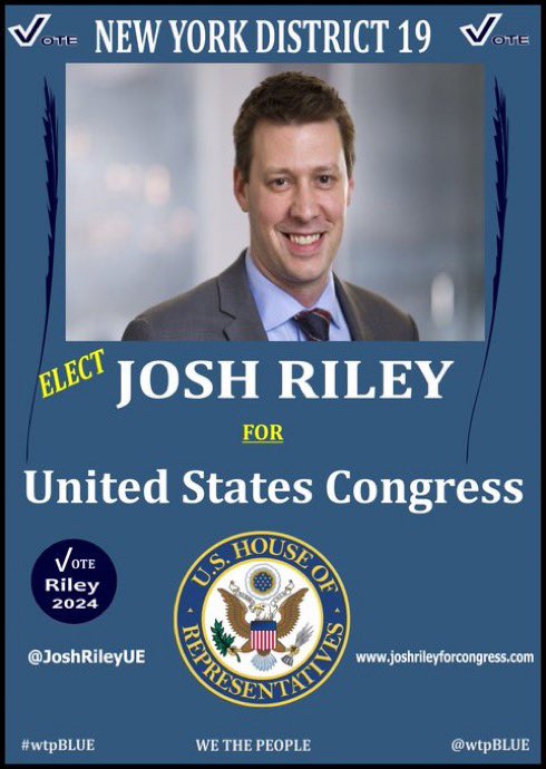 #wtpBLUE         #wtpGOTV24
#DemVoice1.     #ONEV1

 Josh Riley (D) NY-19;

“Marc Molinaro things only poor women get abortions 

Marc Molinaro doesn’t know the difference between Plan B and Mifepristone

Marc Molinaro voted to shackle women during childbirth 

Marc Molinaro…