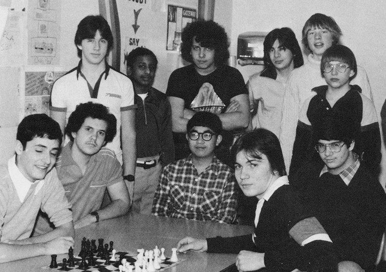 One of Jessica's favorite pictures: my high school chess club. I'm standing on the left. One of these guys went on to become a professional chess player. (The one looking at the board instead of the camera.)