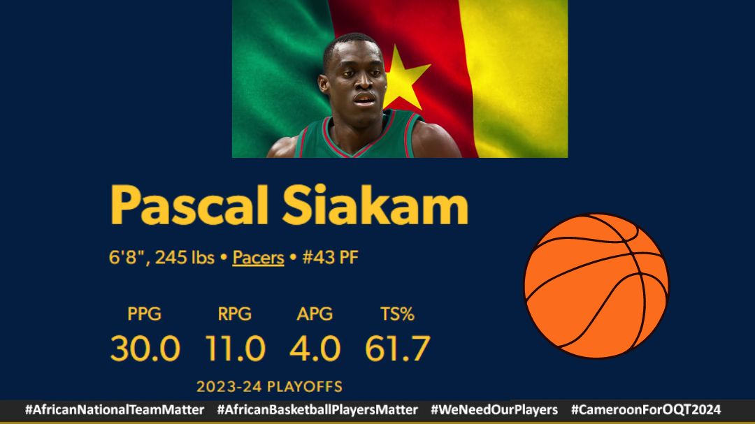 𝐏𝐚𝐬𝐜𝐚𝐥 𝐒𝐢𝐚𝐤𝐚𝐦 est encore camerounais. Il explose en #NBAPlayoffs2024 Il doit jouer pour le Cameroun 🇨🇲!!! 
#AfricanNationalTeamMatter  
#AfricanBasketPlayersMatter 
#WeNeedOurPlayers 
#CameroonForOQT2024