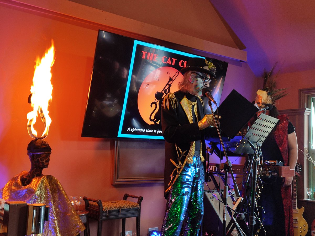 Setting the stage on fire with Arthur Brown and Dan Smith at The CAT Club! @thecatclubbers @GodofHellFire5 #arthurbrown #fire