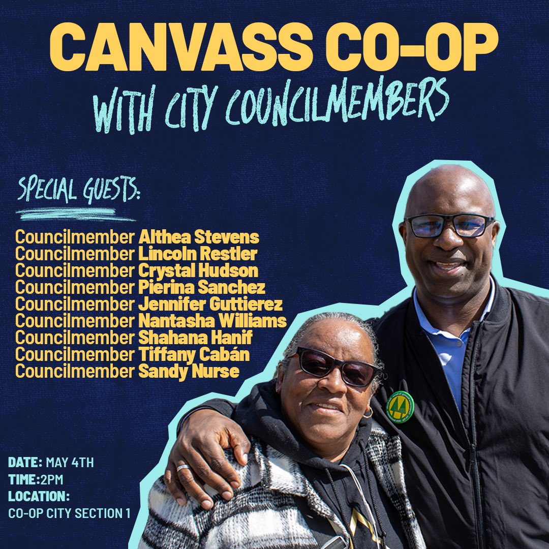 We’re fighting to protect our communities and our democracy. The story of Co-Op City is a story of the people taking democracy into their own hands. So join us there for a massive May 4th canvass with *9* city council members to defend our seat from MAGA megadonors.