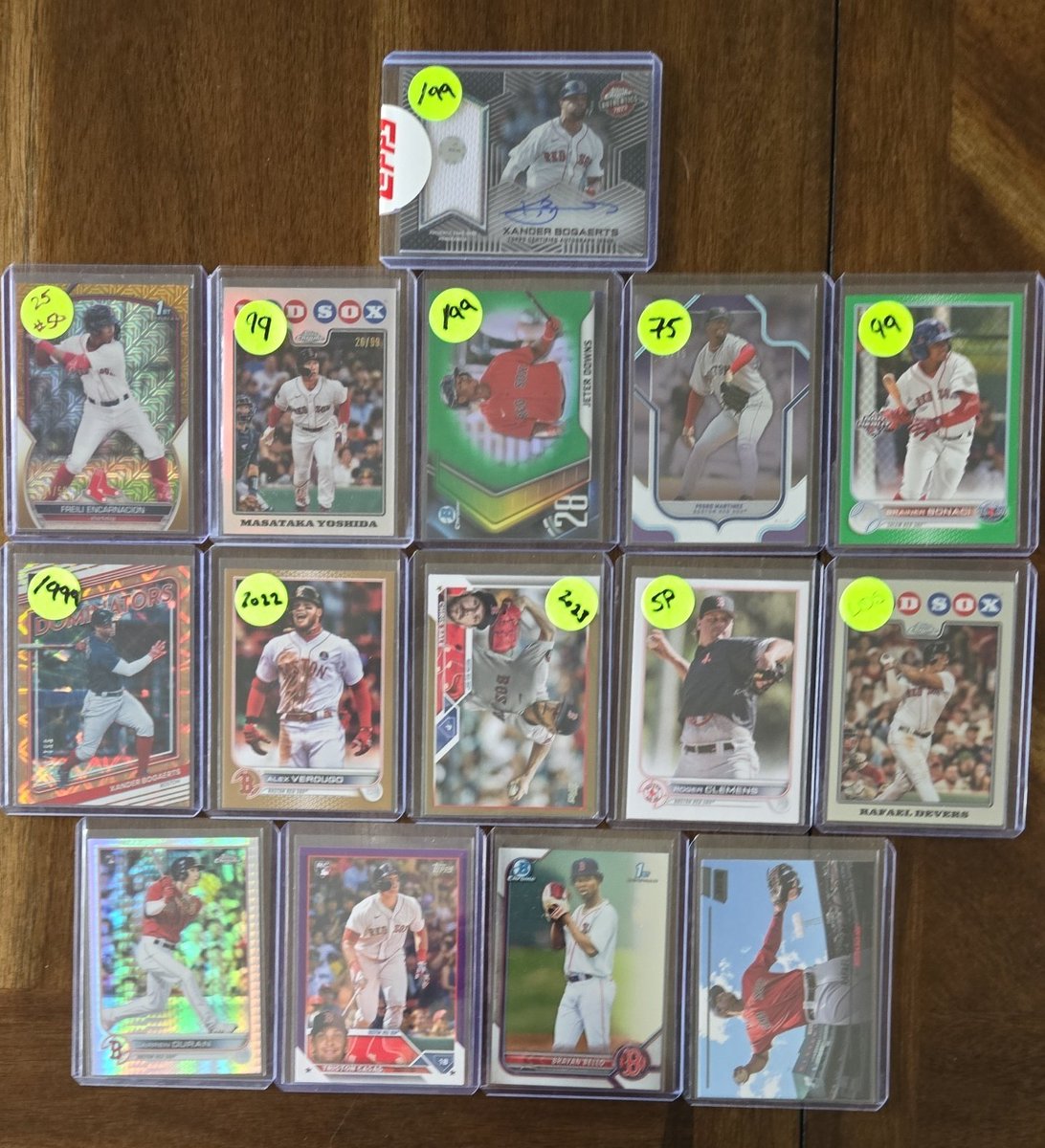 Red Sox huge lot! Xander/99 patch auto comps at $30 Freili prob a 20$ card Yoshida/99 $15 take $70 shipped for the lot! @TSC_TribeSports @BostonCards630 @RedSox