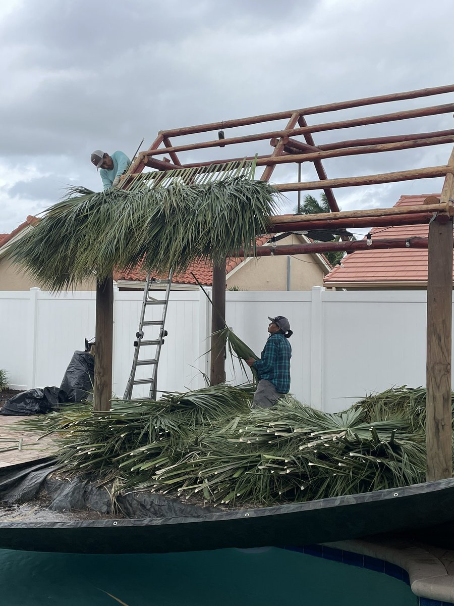 glenng's tweet photo. Repacing a tiki hut roof… https://t.co/Paq61FzjfP