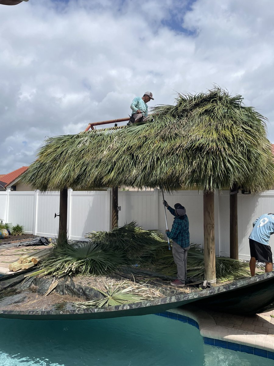 glenng's tweet photo. Repacing a tiki hut roof… https://t.co/Paq61FzjfP