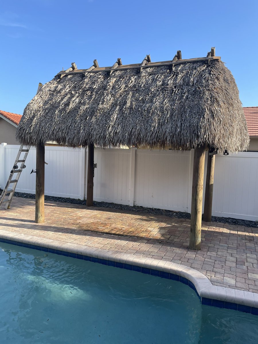 glenng's tweet photo. Repacing a tiki hut roof… https://t.co/Paq61FzjfP