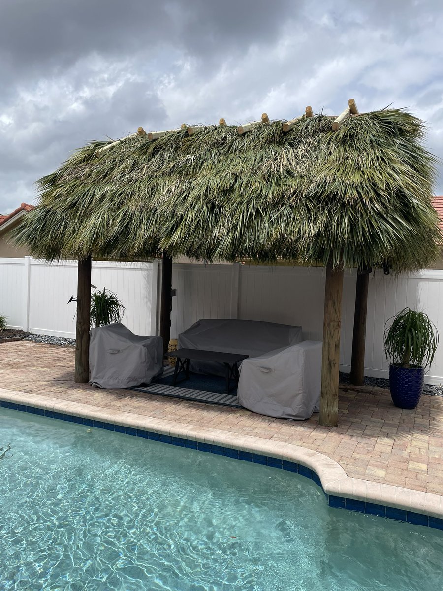 Repacing a tiki hut roof…