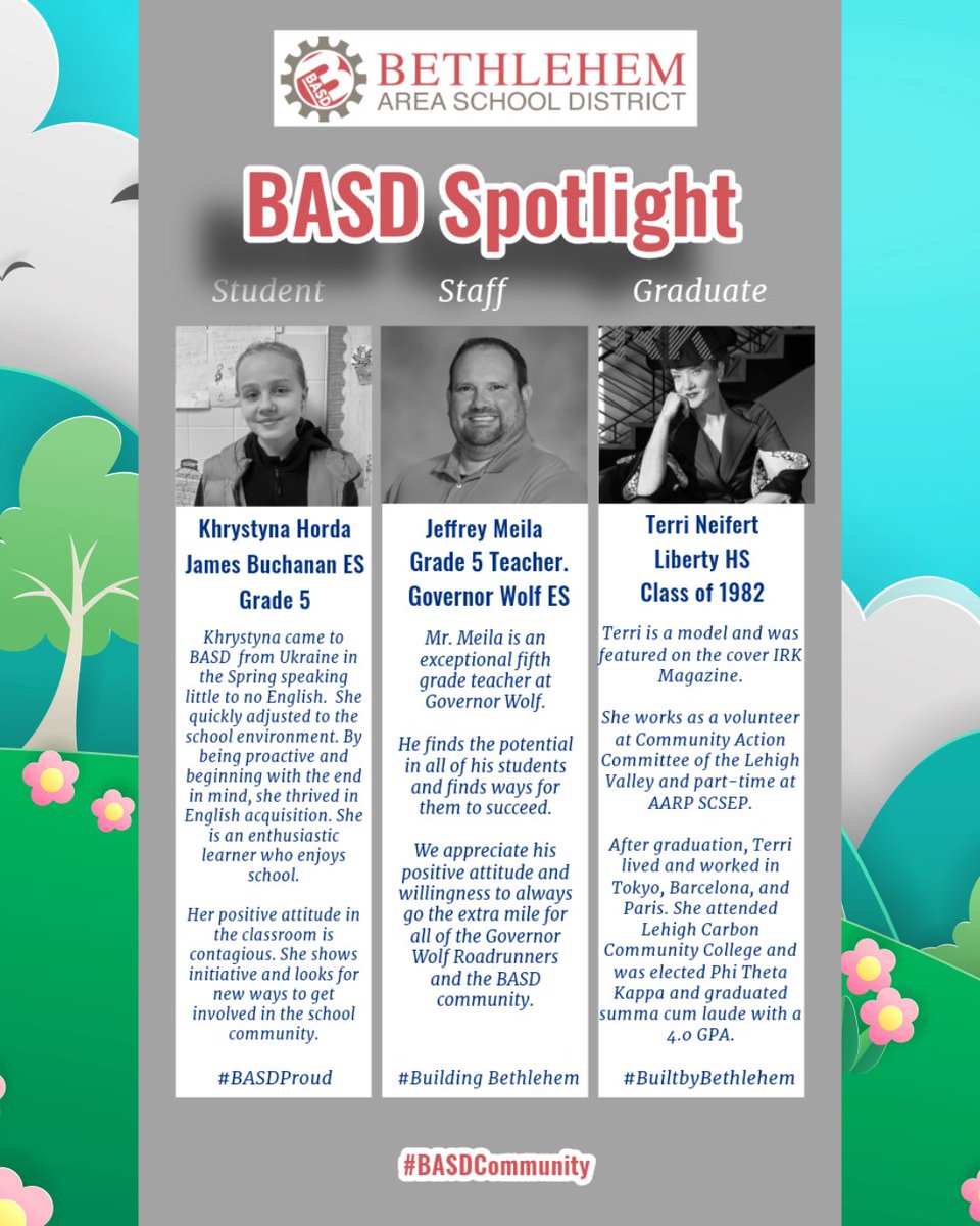 In this edition of the BASD eNews, we shine a spotlight on a student from @buchanan_es , recognize a dedicated staff member from @GovernorWolf, and celebrate a @libertyhigh graduate from the Class of 1982. new.express.adobe.com/webpage/NFR6I5… #BASDproud #BASDcommunity