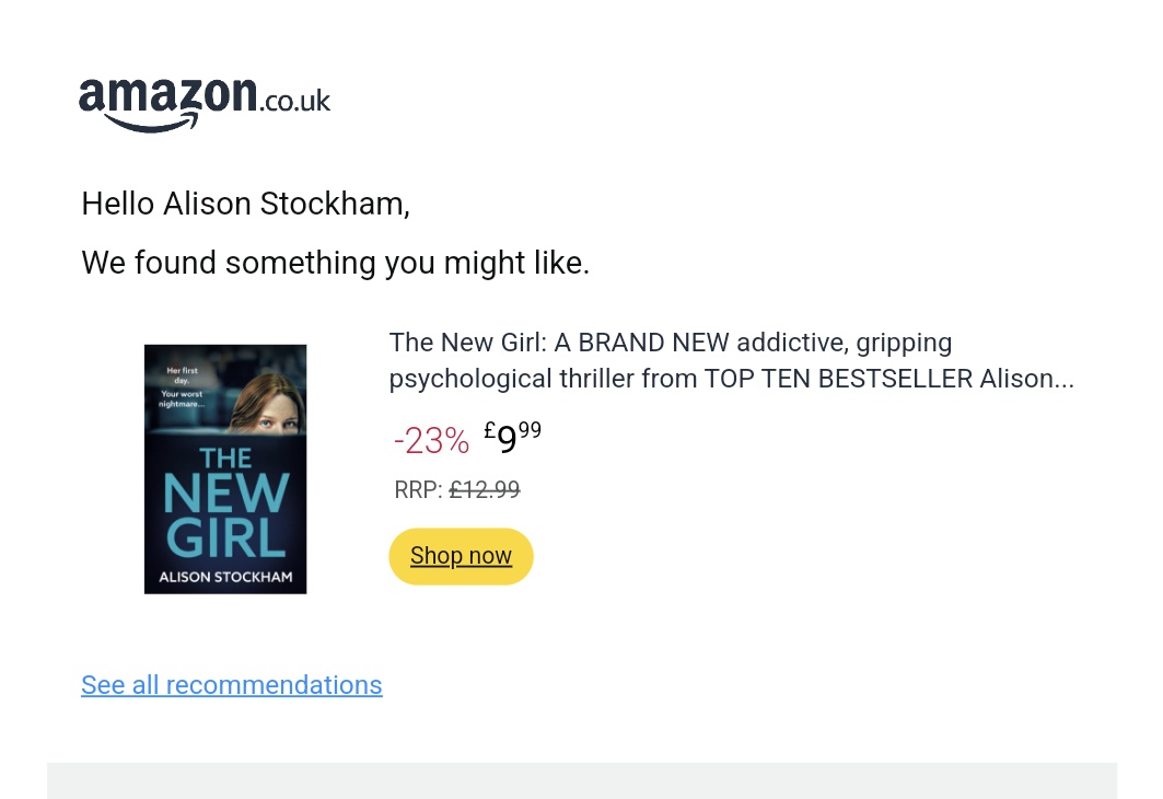 Why yes Amazon, I DO like #TheNewGirl but tbh I've read it a few times now...