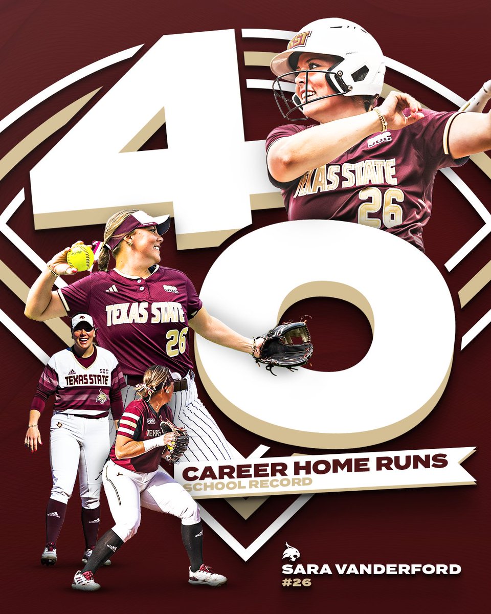 4⃣0⃣ HOME RUNS. @ssaravanderford is officially the all-time Texas State career home run record holder #EatEmUp