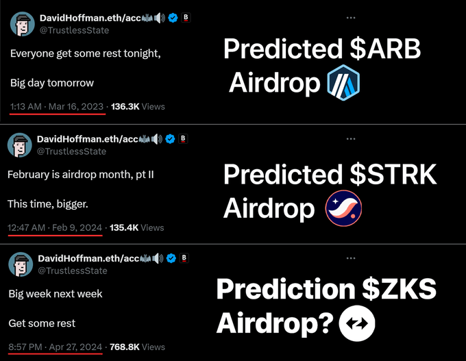 大的要来了？

基于Arbitrum积分系统的zkSync空投分配模拟
trustgo.trustalabs.ai/simulation?s=08

详情介绍模拟规则
medium.com/@trustalabs.ai…

下面这大哥预测贼准！！！