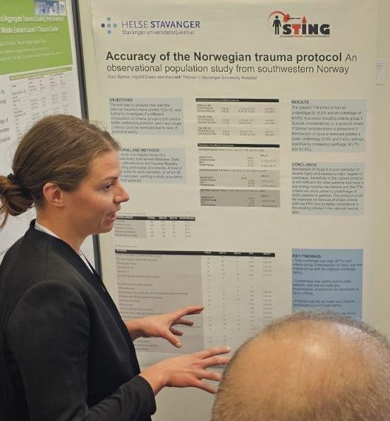 kenneththors's tweet photo. Dr Guro Bjørke presenting «accuracy of the Norwegian trauma protocol» #ECTES #STING https://t.co/d93rVfhwak