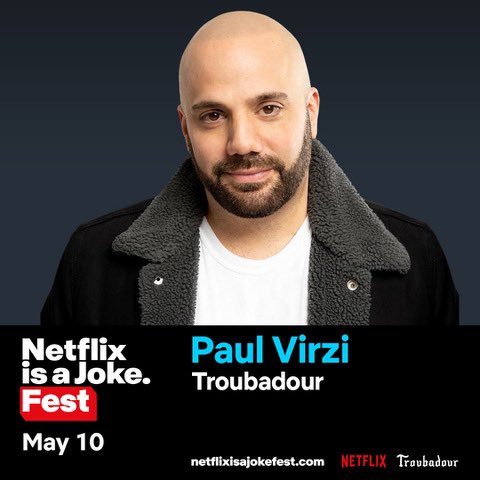 Less than two week away from this show in LA for the @NetflixIsAJoke! It’s not often I do long sets in LA so get in there. This show is going to be a fun one!!🔥🔥tickets at paulvirzi.com