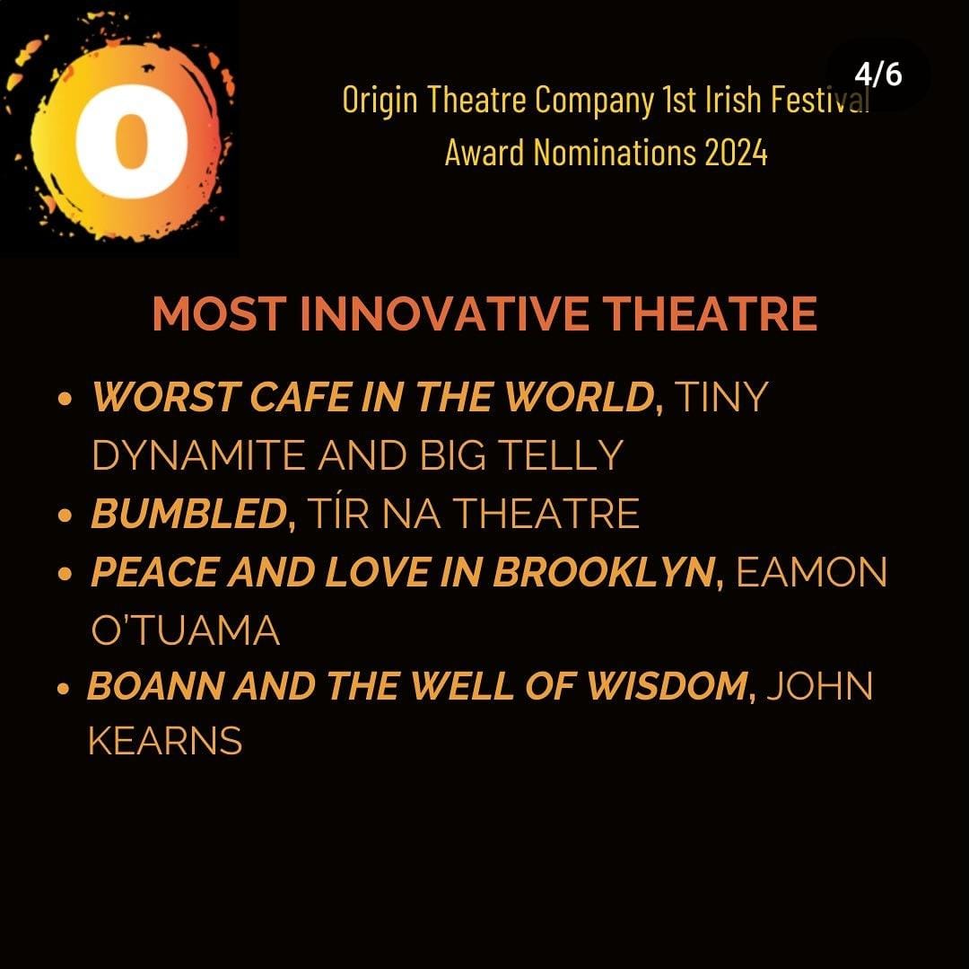 TONIGHT! #excited #delighted to be nominated with #tinydynamite 👌 #Origin1stIrish huge thanks to @culture_ireland @ArtsCouncilNI 👏