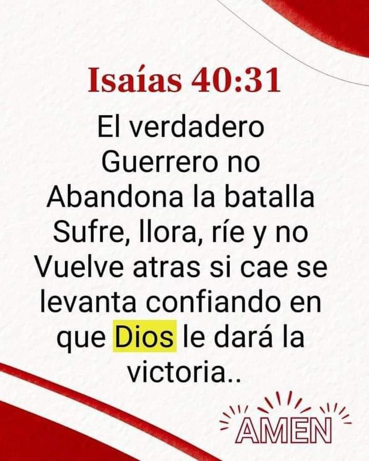 Isaías 40:31 RVR95 [31] mas los que esperan en Jehová tendrán nuevas fuerzas, levantarán alas como las águilas, correrán y no se cansarán, caminarán y no se fatigarán.