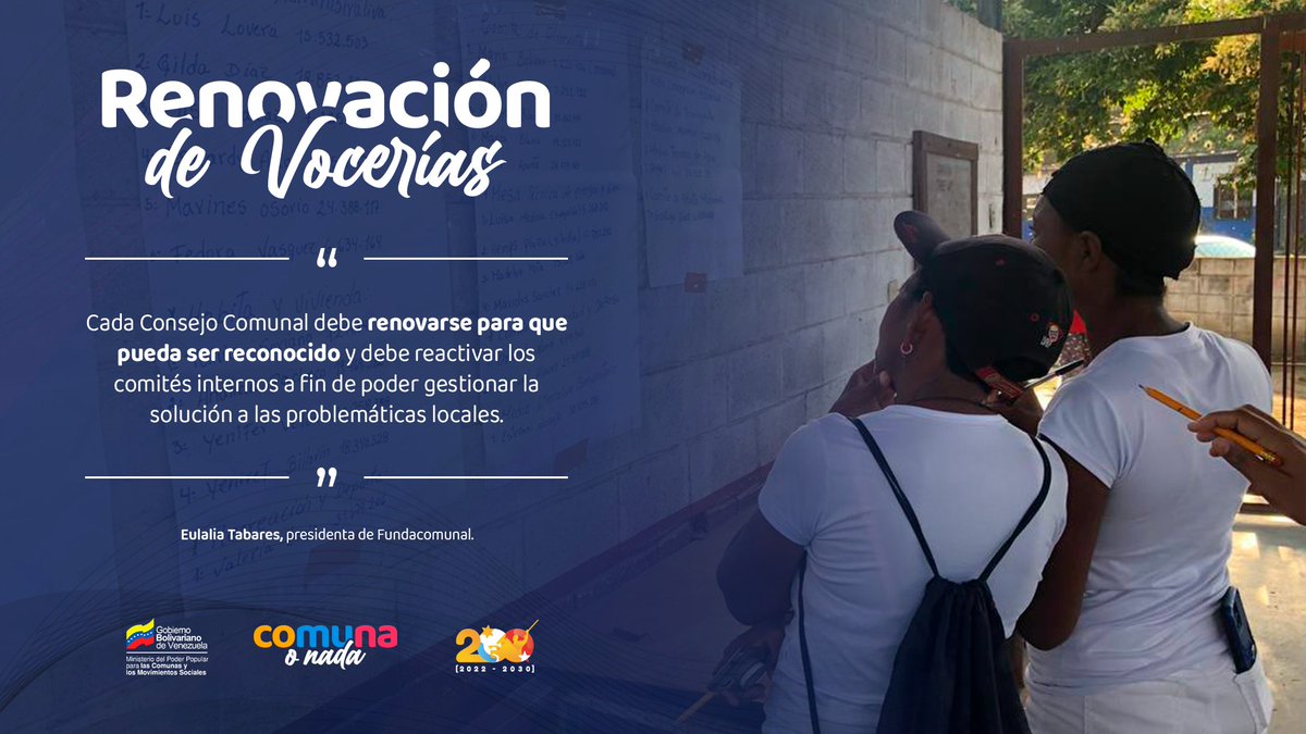 #VamosAReencontrarnos🗳️| Con democracia directa, el #PoderPopular debe renovar sus instancias y vocerías para poder avanzar hacia el Buen Gobierno. #ComunaONada