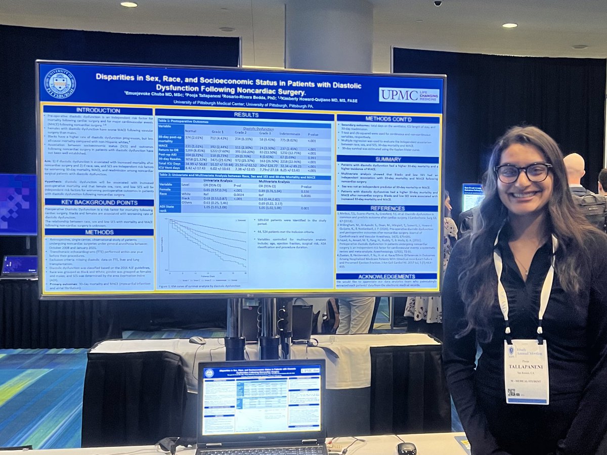 Pitt CT Anesthesiology (@pittctanes) on Twitter photo #PittMed student Pooja Tallapaneni and <a href="/PittAnes/">Pitt Anesthesiology and Perioperative Medicine</a> fellow <a href="/veeuba/">Voke Chuba</a> present work showing adverse outcomes in noncardiac surgery patients with diastolic dysfunction & significant disparities assoc. w/ race and socioeconomic status #SCA2024 #PittMed student Pooja Tallapaneni and <a href="/PittAnes/">Pitt Anesthesiology and Perioperative Medicine</a> fellow <a href="/veeuba/">Voke Chuba</a> present work showing adverse outcomes in noncardiac surgery patients with diastolic dysfunction & significant disparities assoc. w/ race and socioeconomic status #SCA2024