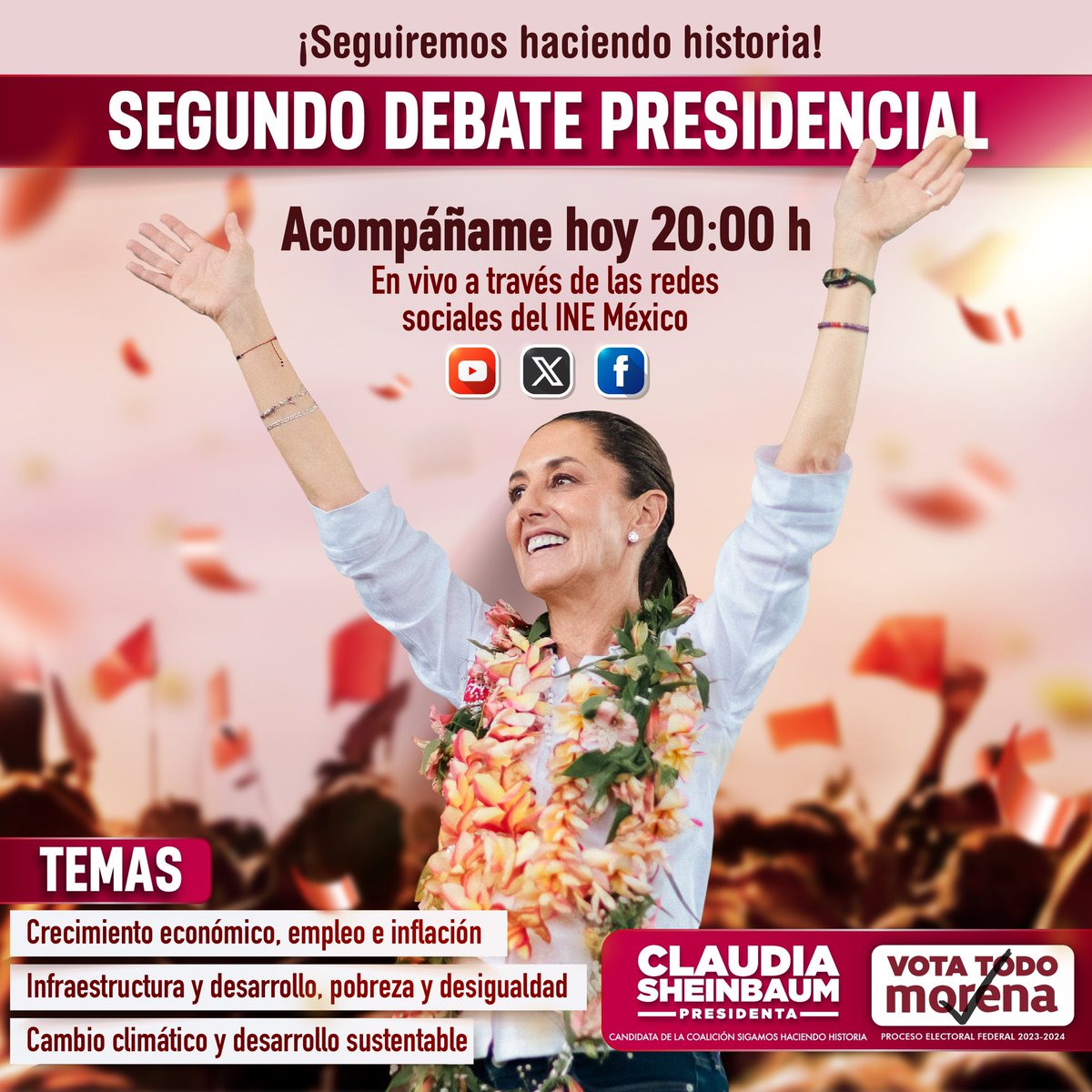 Claudiashein's tweet photo. Les invito a ver el segundo debate presidencial. #DebateINE https://t.co/WM091HRwFt