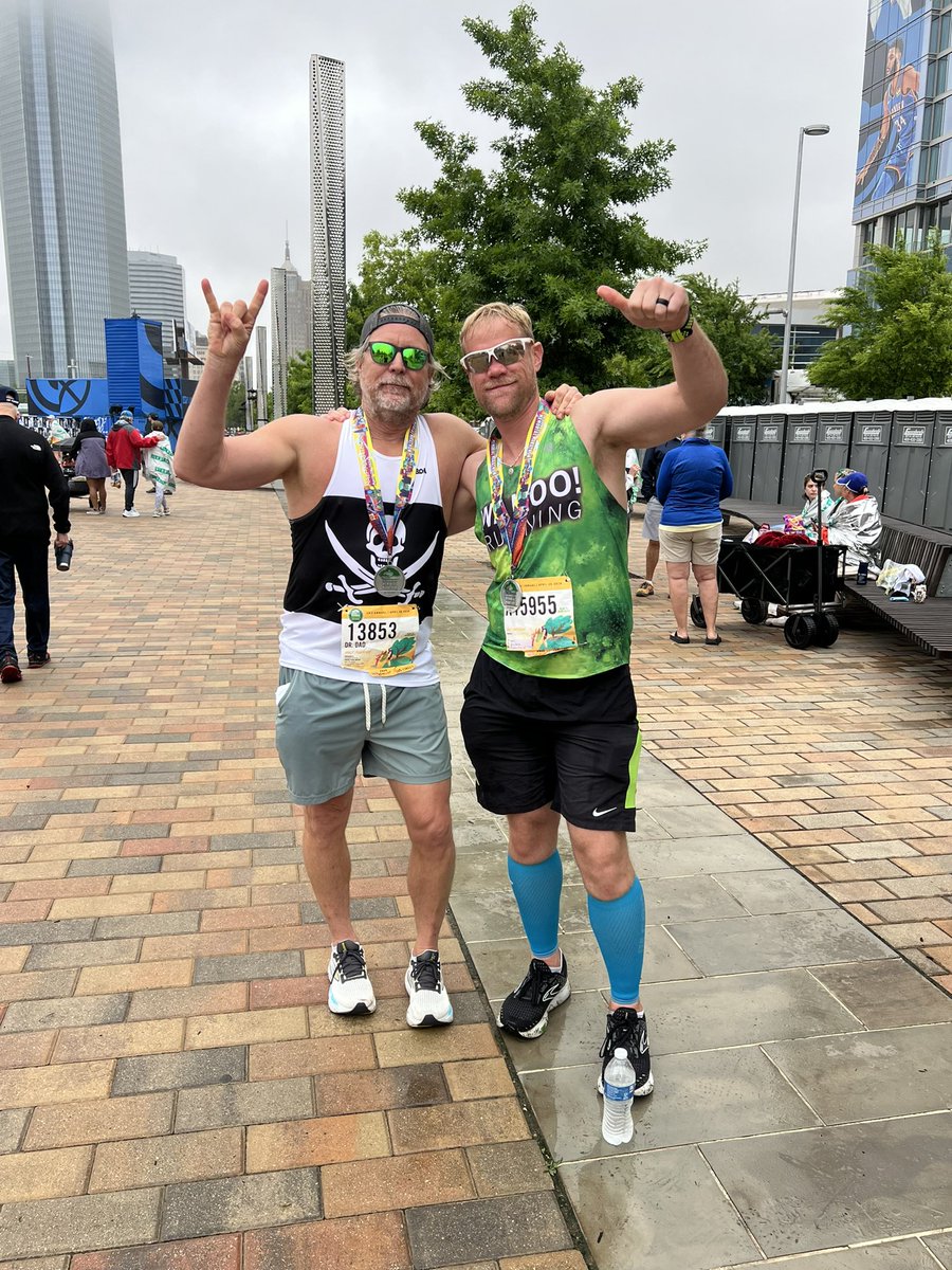 Ran another <a href="/OKCMarathon/">OKC Memorial Marathon</a> half this morning with <a href="/derekmehl/">Derek</a> #BeforeAfter