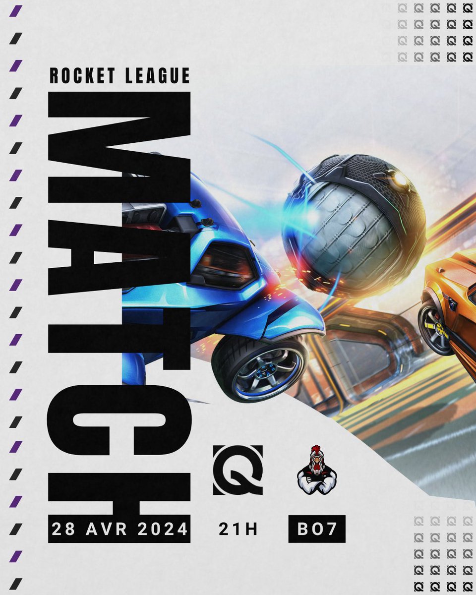 QuattroSquad's tweet photo. Showmatch pour notre équipe #RocketLeague 

🆚 | @LesCoqsEsport
⌚ | 28/04/2024 à 21h   
📹 | @coachgrosloup : https://t.co/pEB5zPcC7k  

Discord | https://t.co/WEv1W9QVWk 

#4SQUAD https://t.co/iU8KoCVARa