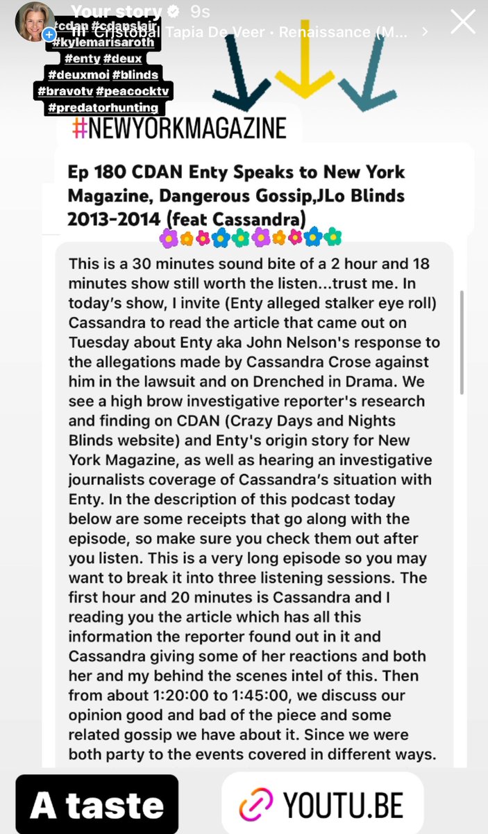 Ep 180 CDAN Enty Speaks to New York Magazine, Dangerous Gossip, JLo Blind... youtu.be/9e1yhCO72tA?si… via @YouTube #RHOBH #poltergeist #bravotv #newyorkmagazine #peacocktv #podcast a taste. #jenniferlopez