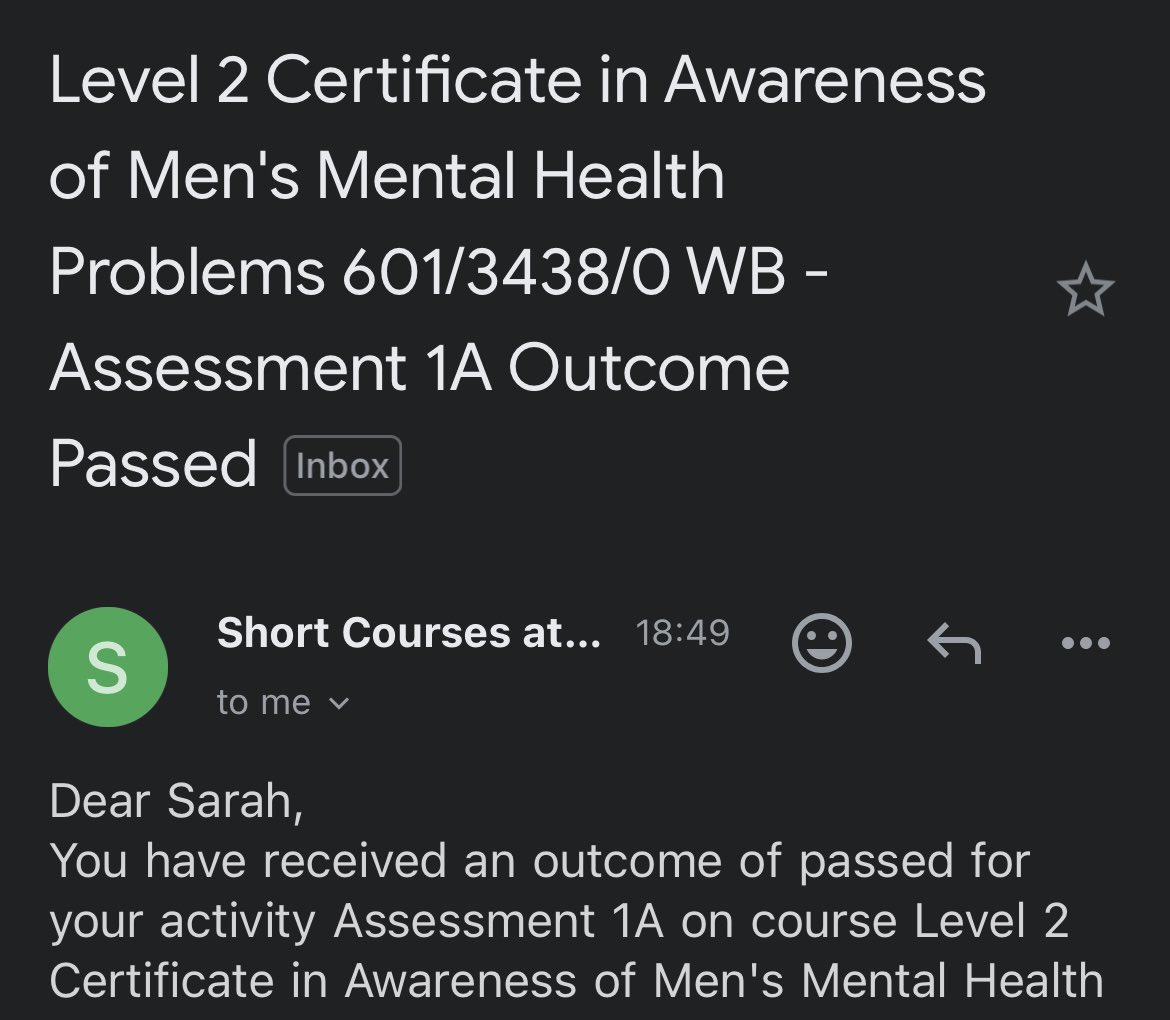 I started this mens MH course a few months ago & then my own MH dipped really bad combined with serious overload (neurodivergent) I failed the 1st time & 2nd 😭 resubmitted again & have finally passed my 1st assessment. Just 3 more to go & I can help my clients in the barbershop