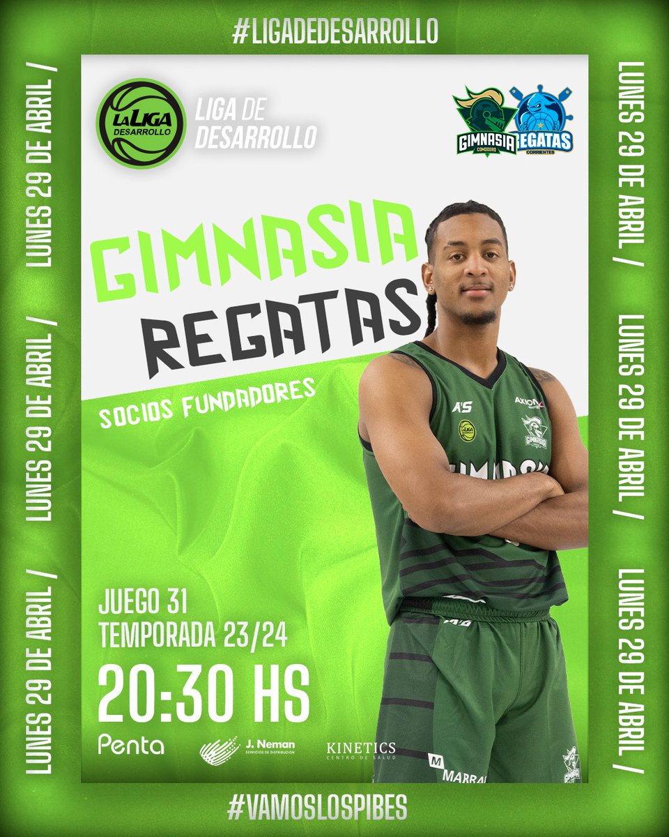 ¡LOS PIBES JUEGAN MAÑANA! 😜💚 🇳🇬 Este lunes, Gimnasia recibe a @ClubRegatasCtes por la Liga de Desarrollo, a partir de las 20:30hs, en el Socios Fundadores. 💻 @basquetpass_arg #VamosGimnasia🇳🇬 #VamosLosPibes🇳🇬