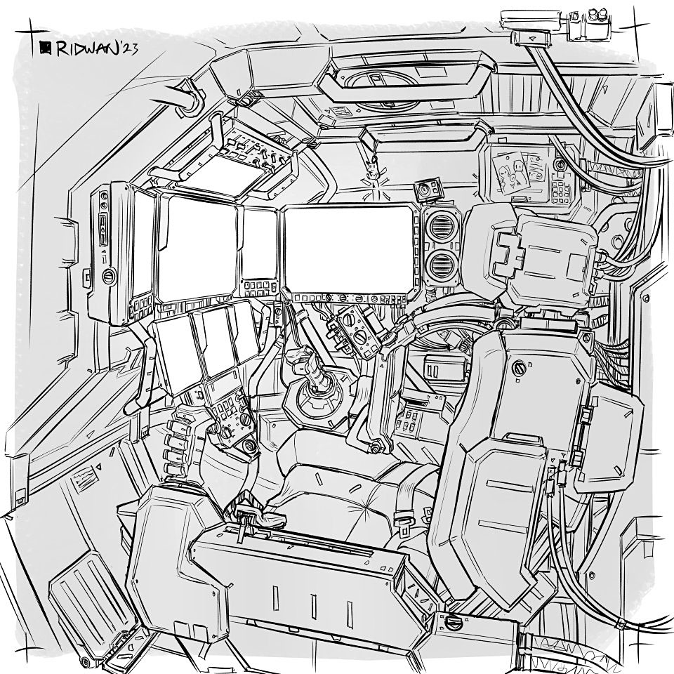 More art repost, this time, a mech cockpit :D 
#mecha #illust #イラスト #scifi