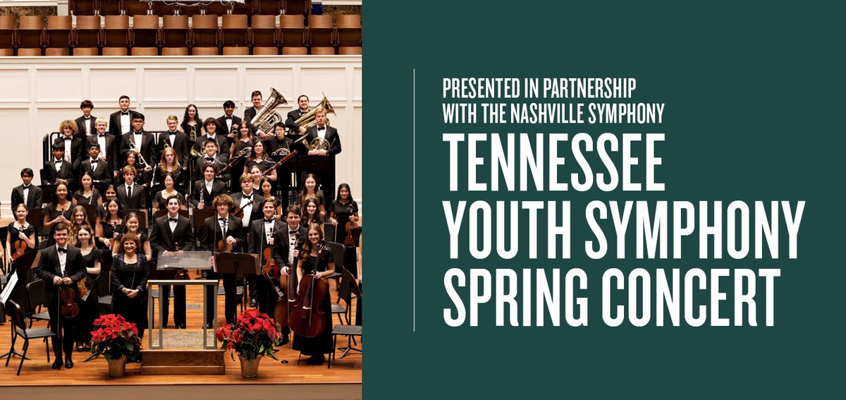 Join the students of the Tennessee Youth Symphony and Prelude Strings as they present their Spring concert. Presented in partnership with the Nashville Symphony and @nashvillesymph! Happening tomorrow! nashvillesymphony.org/tickets/concer…