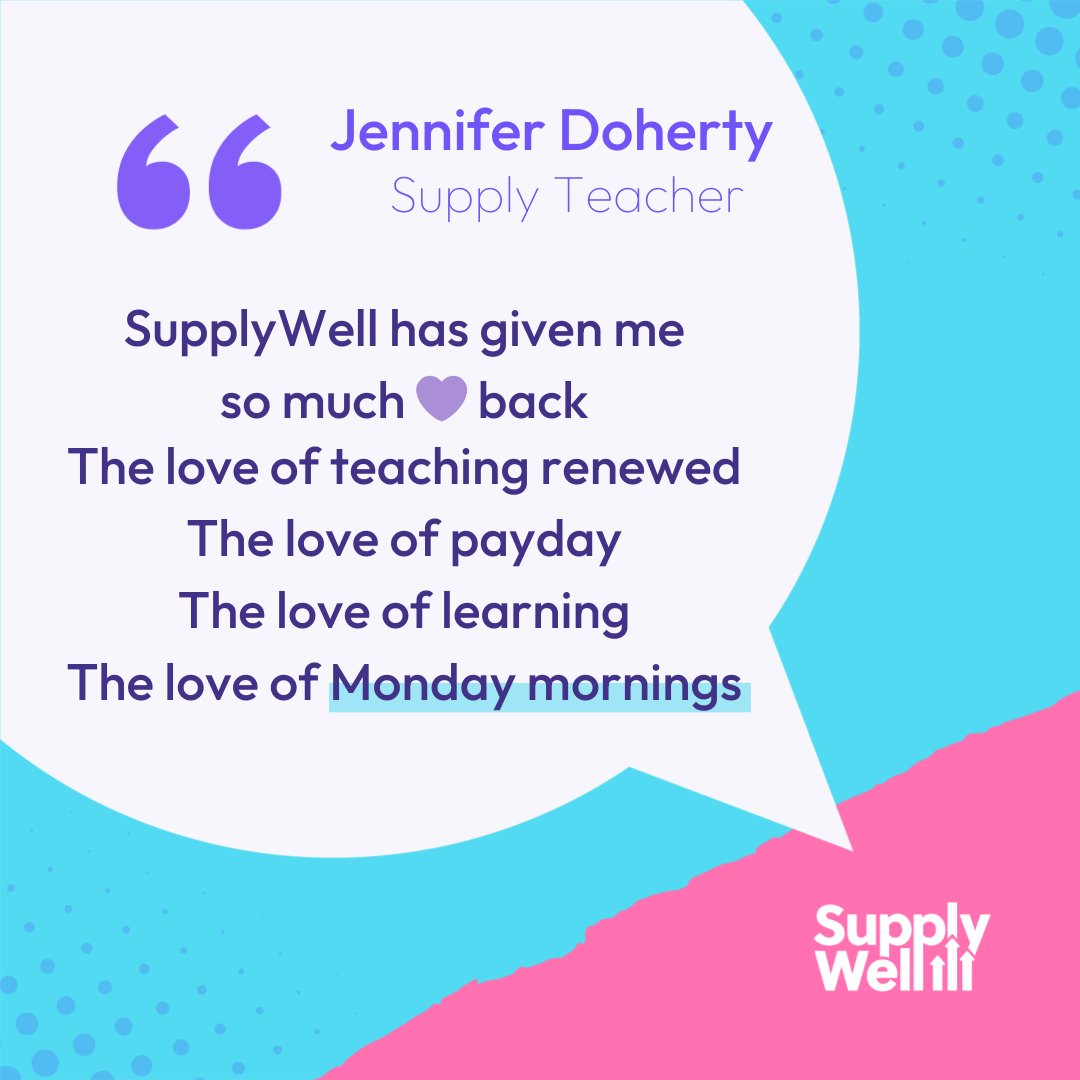 Sunday evenings are a whole lot brighter with SupplyWell! ✨ 

Feeling the love of teaching, payday, and learning, our supply educators are ready to conquer Monday mornings with passion and purpose 💜

#notanagency #maketheswitch #supplyteachers #lovemondays