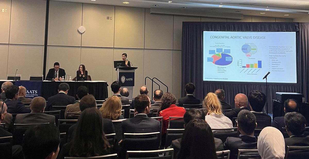 Collaboration >>> Competition! Nice discussion led by @CleClinicHVTI ‘s @JGhobrialMD + @karamlou on the role of #TAVR to recover ventricular function as a bridge to open surgery in adults with congenital heart disease #AATS2024 @AATSHQ @AATSED @ACHA_Heart @ACCinTouch @AHAScience