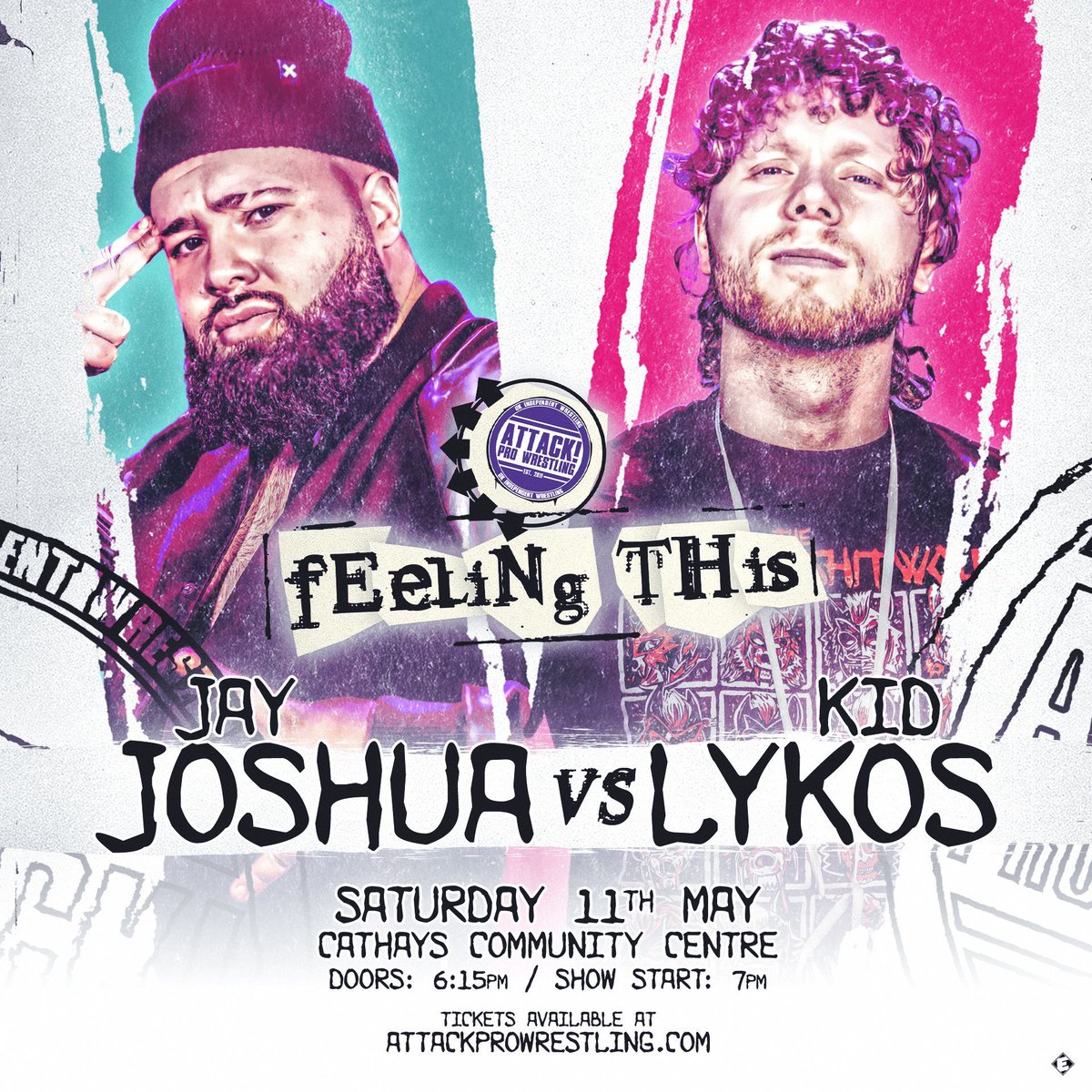 Your MAIN EVENT for 'Feeling This' on May 11... KID LYKOS vs JAY JOSHUA For the ATTACK! Pro Wrestling Championship Get tickets now ⬇️ 🎟️ buff.ly/3JnJ0jc @kidlykos @JayJoshua_pro