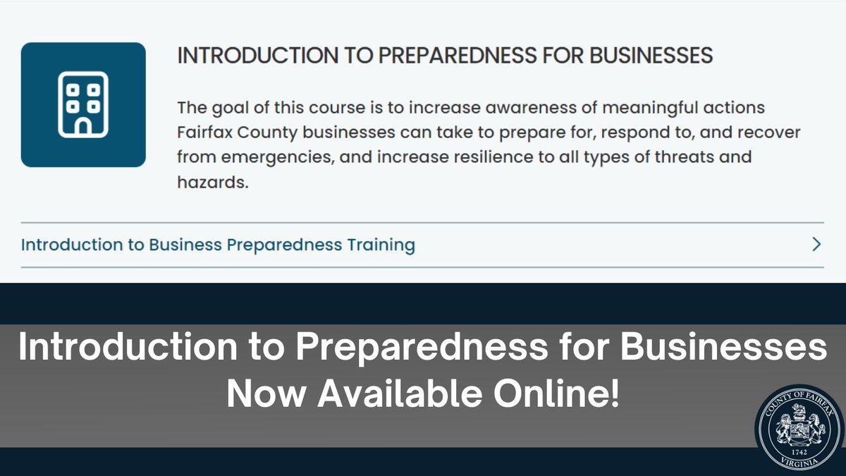 National Small Business Week begins today! Be sure your small business is prepared for disasters by taking our online preparedness training! The best part, it's completely free! To get started visit bit.ly/3SyjD2k