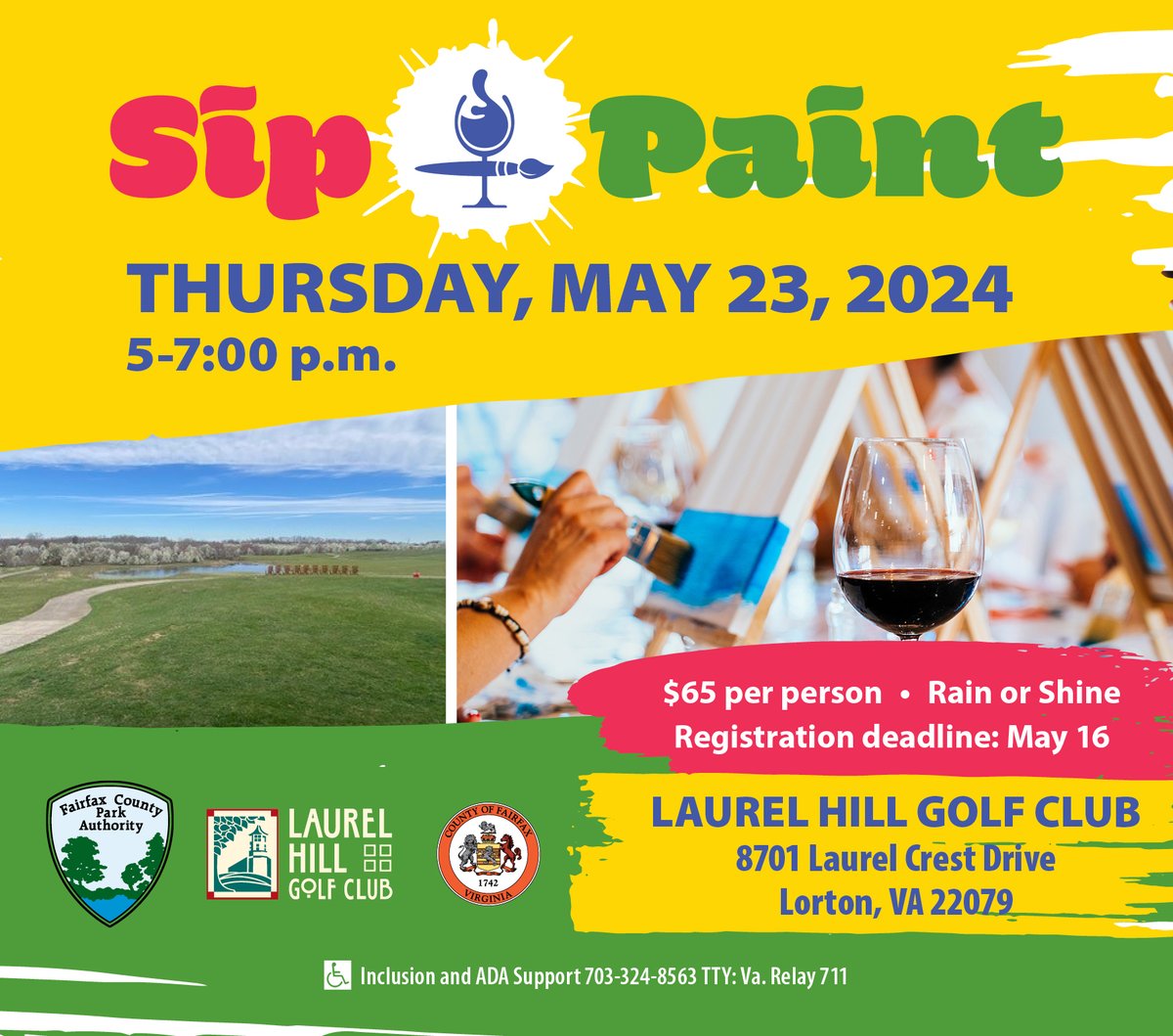 Unleash your inner artist at our Sip and Paint event at Laurel Hill Golf Club on Thursday, May 23! 🎨 🍷 Join us for a relaxing evening of creativity, drinks and fun! Registration closes on May 16. Sign up online ($65 per person): bit.ly/3U3DY1B
