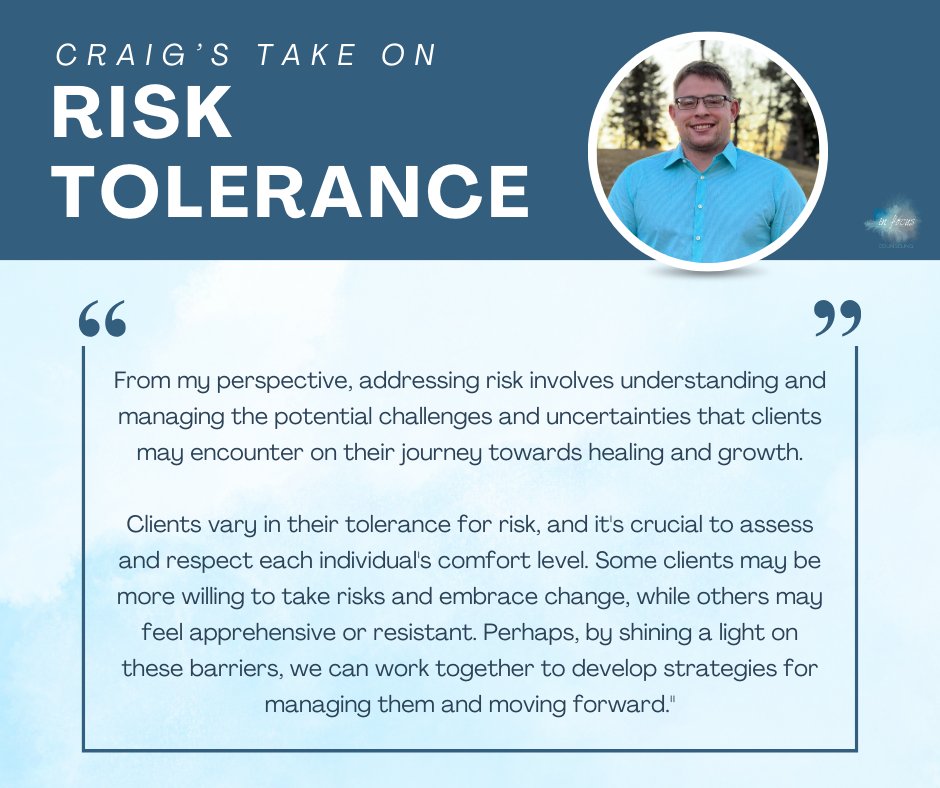 We asked Craig for his perspective on risk tolerance, and here's what he said!

Craig is still offering free assessment appointments! Call to get scheduled 📞

#AddictionRecovery #RiskTolerance #HarmReduction #SubstanceAbuse #InFocusCounseling