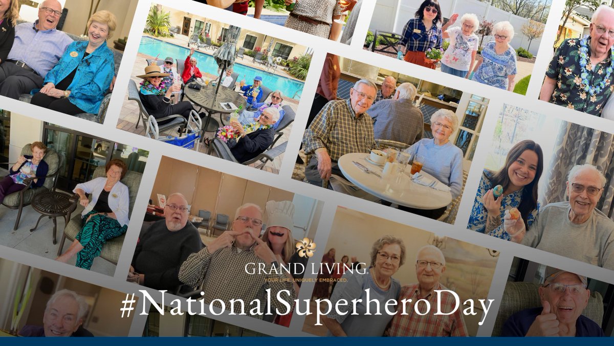 💪🦸‍♂️ On #NationalSuperheroDay, we salute our residents who inspire us every day with their strength, resilience, and kindness. They may not wear capes, but their acts of courage and love make them superheroes in our eyes! 🌟 #GrandLiving #IndependentLiving #AssistedLiving