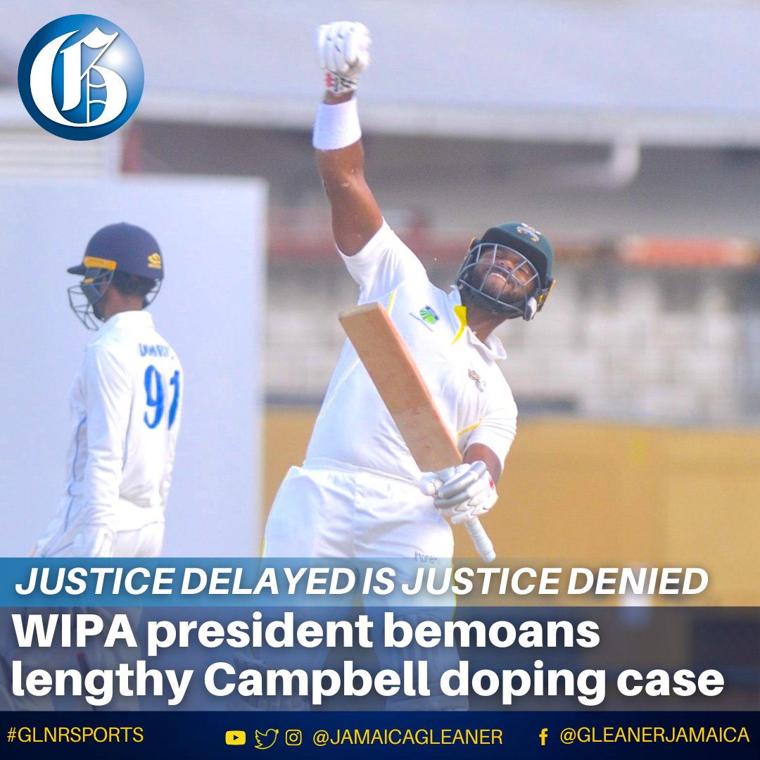 West Indies Players Association president, Wavell Hinds, while happy with the Court of Arbitration for Sport’s decision to reduce John Campbell's four-year ban to 22 months, he was still aggrieved at the length of time the process has taken. Read more: jamaica-gleaner.com/article/sports…