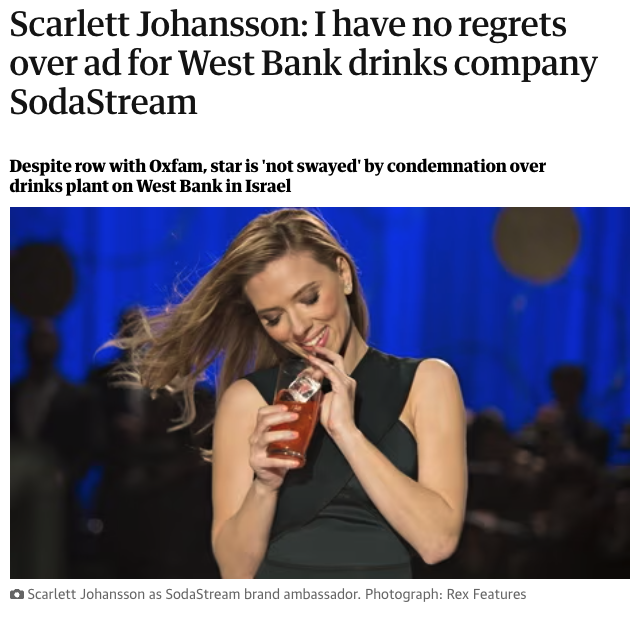 When Oxfam asked Colin Jost's wife Scarlett Johansson to cut ties with SodaStream over their factory in an illegal West Bank settlement, she stepped down from her role as an Oxfam ambassador instead.