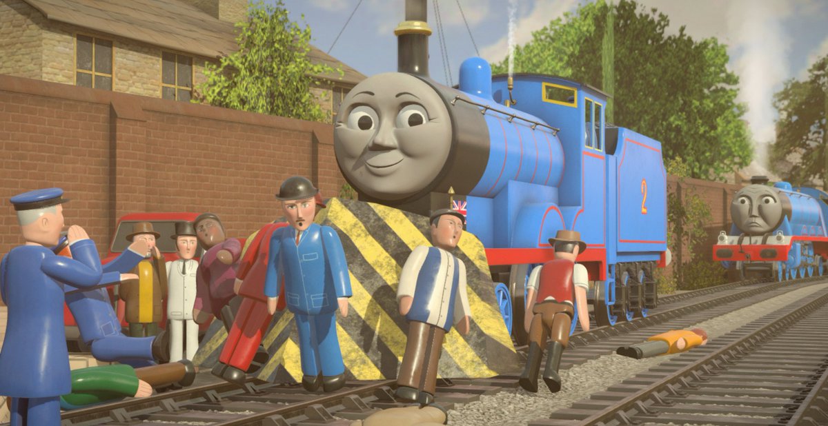 Edward had been told to "Clear the line" for the royal train. I'm afraid to say he took his role quite literally.

"The queen is here! The Queen is here!" he sung as he ploughed into the waiting crowd.