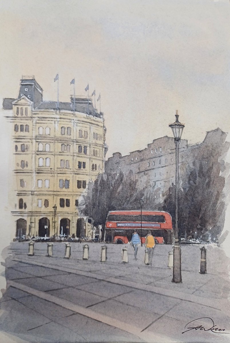 ' Trafalgar dusk ', London, England
#watercolor #watercolour #London #LondonIsLovinIt 
#paintings #art