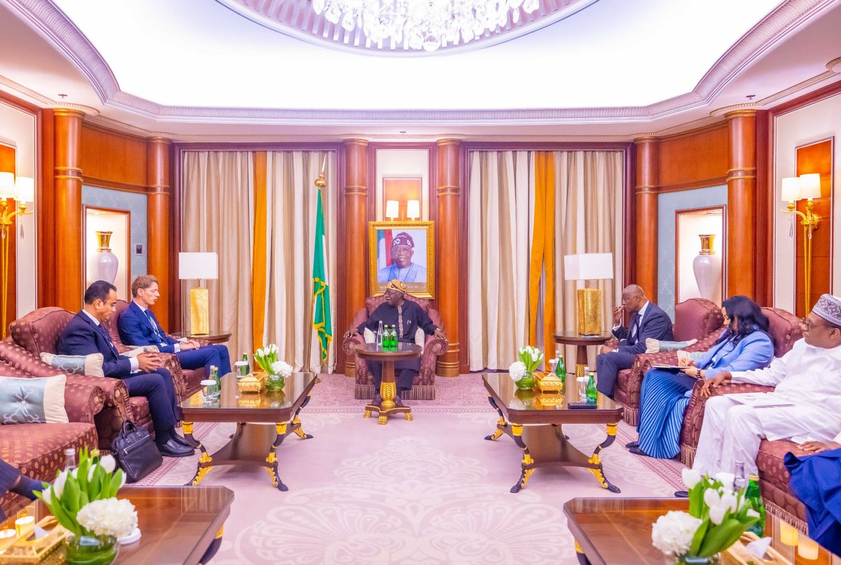 STATE HOUSE PRESS RELEASE PRESIDENT TINUBU MEETS CHAIRMAN OF DANISH SHIPPING GIANT MAERSK; SECURES $600 MILLION INVESTMENT IN NIGERIAN SEAPORT INFRASTRUCTURE President Bola Tinubu has secured an investment of $600 million from Danish shipping and logistics company, A.P