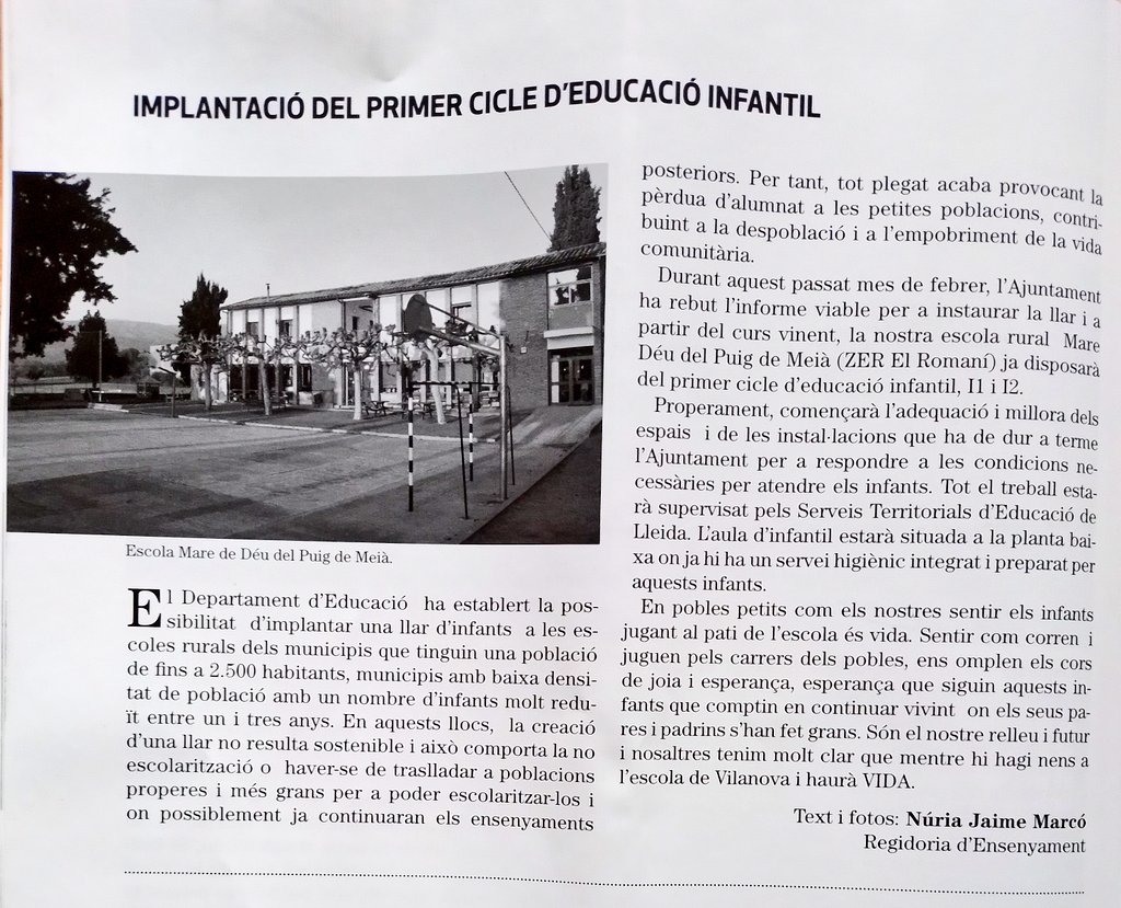 Una llar d'infants a #VilanovadeMeià, ampliant la ZER i els seveis d'una vall és un pas més per omplir de vida els carrers i les cases! @repoblem @serradelmontsec #lopasnou #vilanovademeia